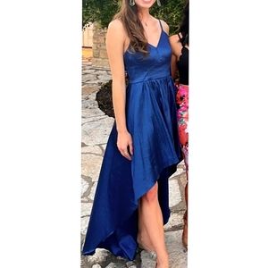 High low v-neck Sleeveless cocktail formal dress
